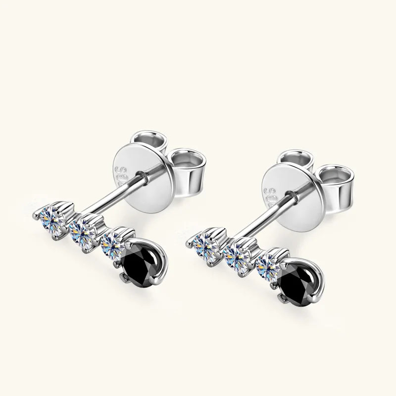 0.38cttw Black & White Moissanite Earrings – 925 Sterling Silver Drop Stud Jewelry | Melisande