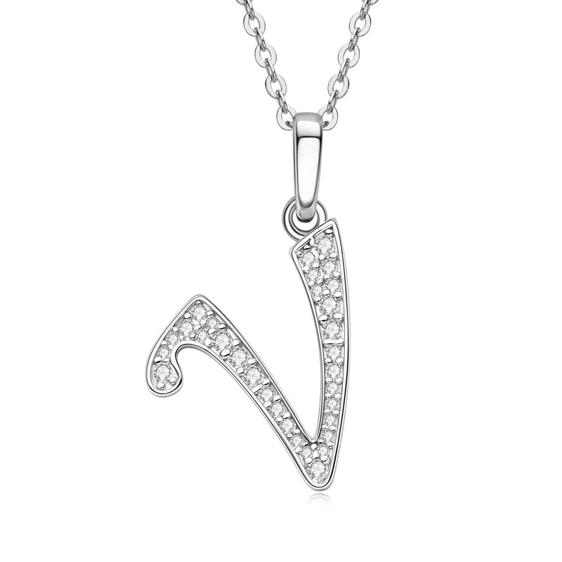 26 Letter Initial Moissanite Name Necklace, Real 925 Sterling Silver Personalized Pendant for Women & Men – Melisande