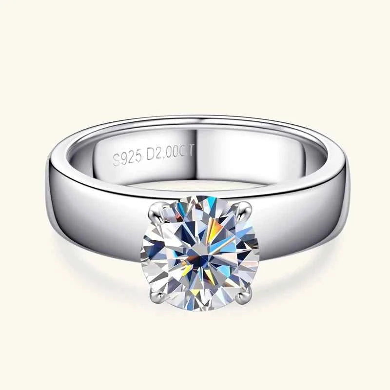 Moissanite Solitaire Ring – 925 Sterling Silver White Gold Plated 0.5–3.0ct Certified Wedding Band | Melisande