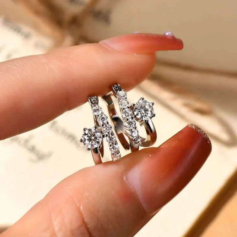 925 Sterling Silver Split Hoop Earrings, 4mm Moissanite Stones, Certified GRA Sparkling Design – Melisande