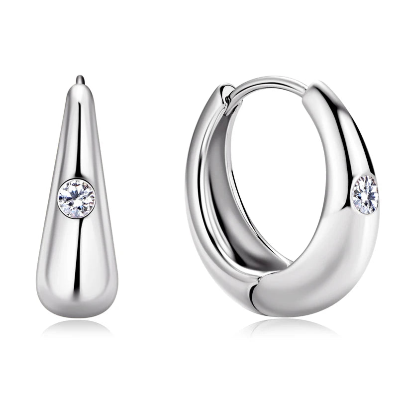 Moissanite Chunky Hoop Earrings – 925 Sterling Silver Gold Plated 2.5mm D Color Huggies | Melisande