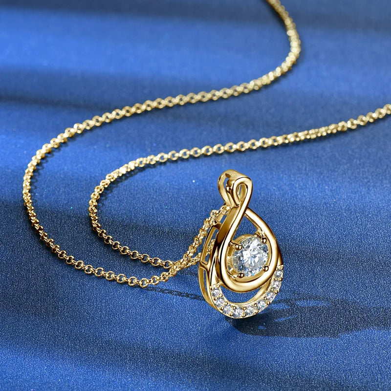 1.0ct Moissanite Infinity Pendant Necklace – Adjustable 925 Sterling Silver 6.5mm Certified Jewelry for Women | Melisande