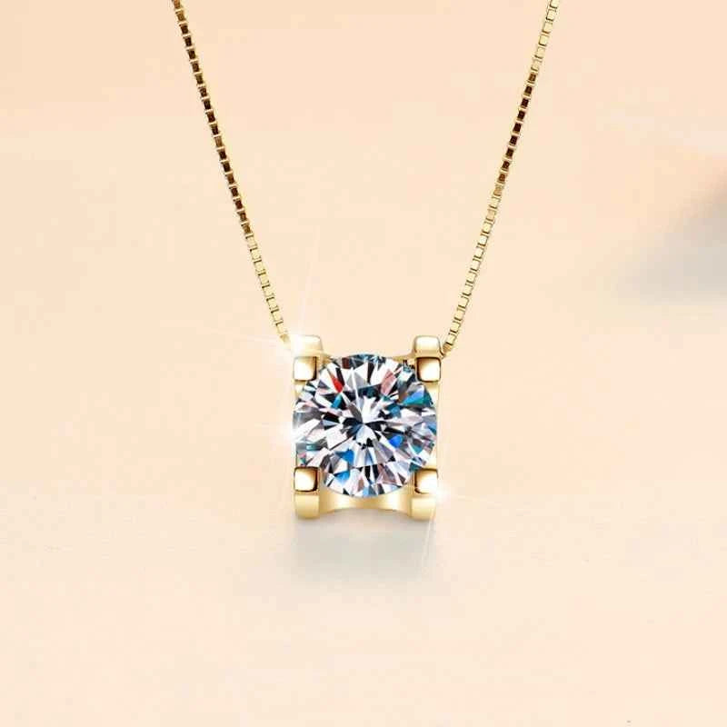Anziw Sparking D0.5CT D Color Moissanite Diamond Pendant Necklace Original Solid Silver 925 Jewelry Women Friend Gift Certified