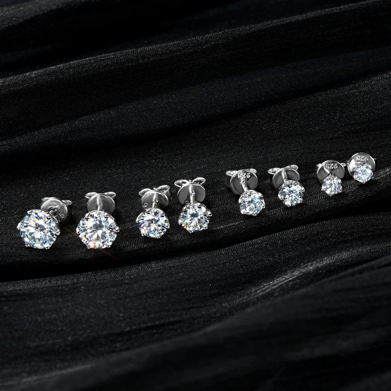 D Color 2ct Moissanite Stud Earrings – 925 Sterling Silver Unisex Piercing Jewelry (3–6.5mm Sizes) | Melisande