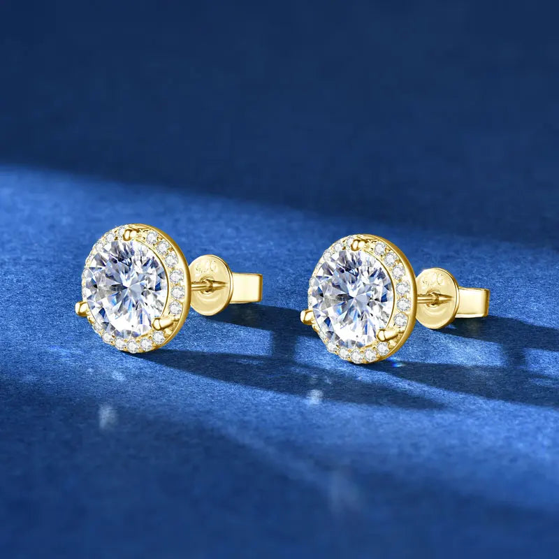 Classic Moissanite Stud Earrings – 925 Sterling Silver D Color Round Cut 0.5ct / 1ct / 2ct | Melisande
