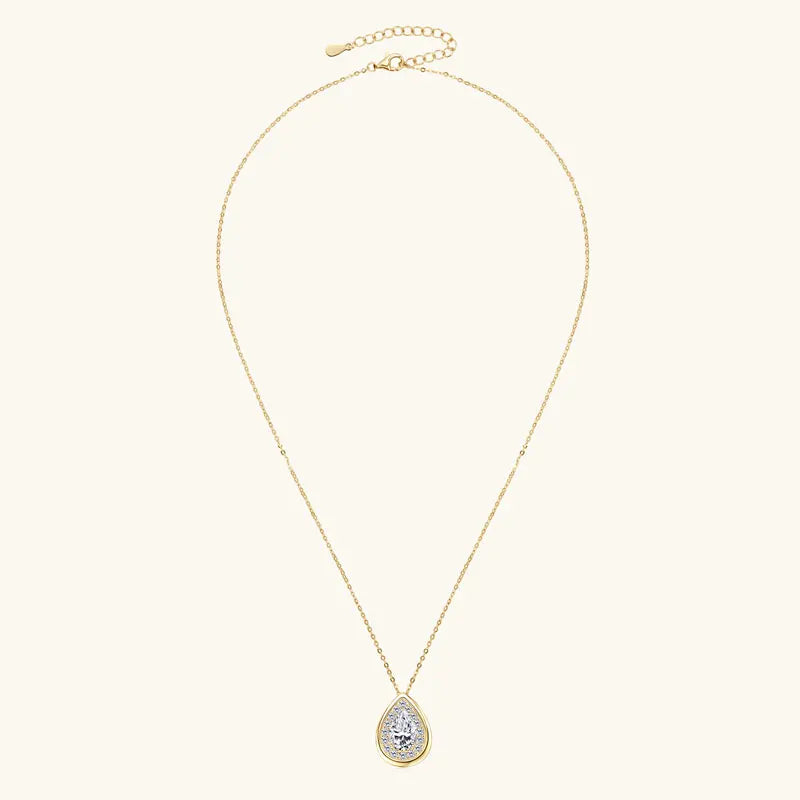 D Color Pear-Cut Moissanite Necklace – 925 Sterling Silver Adjustable Waterdrop Pendant (1ct–2ct) Jewelry for Women | Melisande