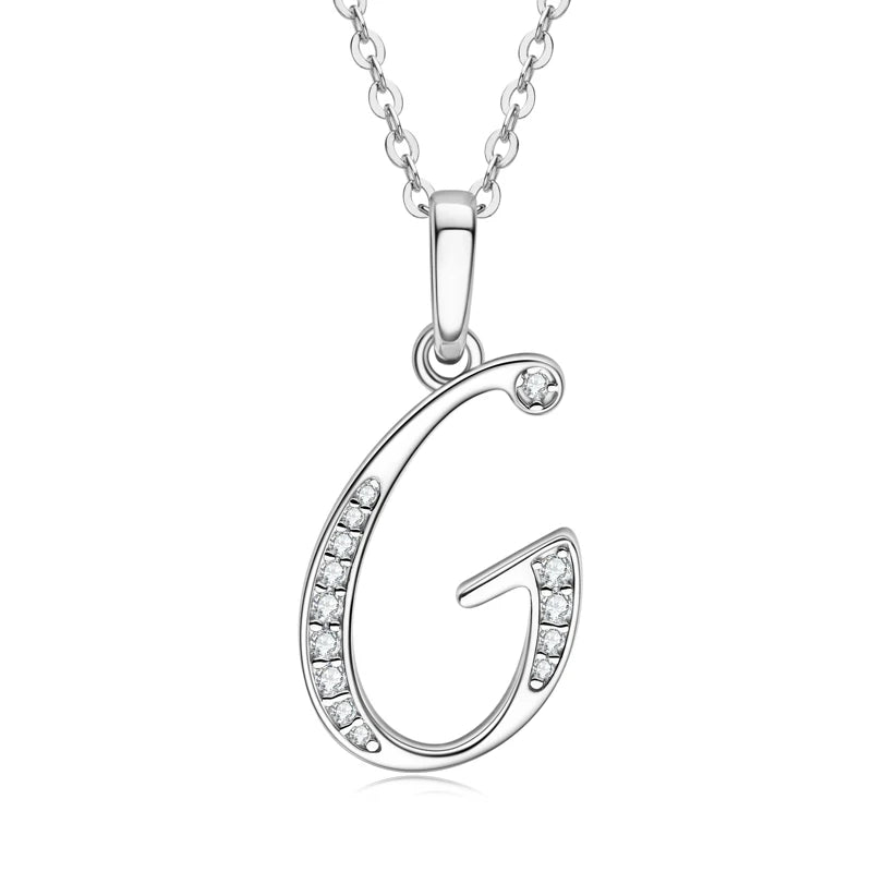 26 Letter Initial Moissanite Name Necklace, Real 925 Sterling Silver Personalized Pendant for Women & Men – Melisande