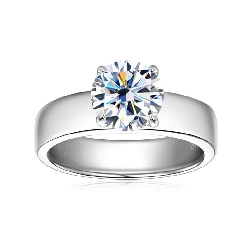 Moissanite Ring – 925 Sterling Silver 18K Gold Plated 2ct 8mm Wide Band Wedding Ring | Melisande