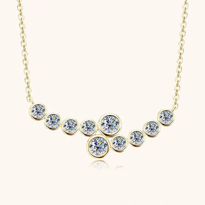 4mm & 3mm Bubble Moissanite Curved Pendant Necklace, 925 Sterling Silver French Collar Design – Women’s Fine Jewelry – Melisande