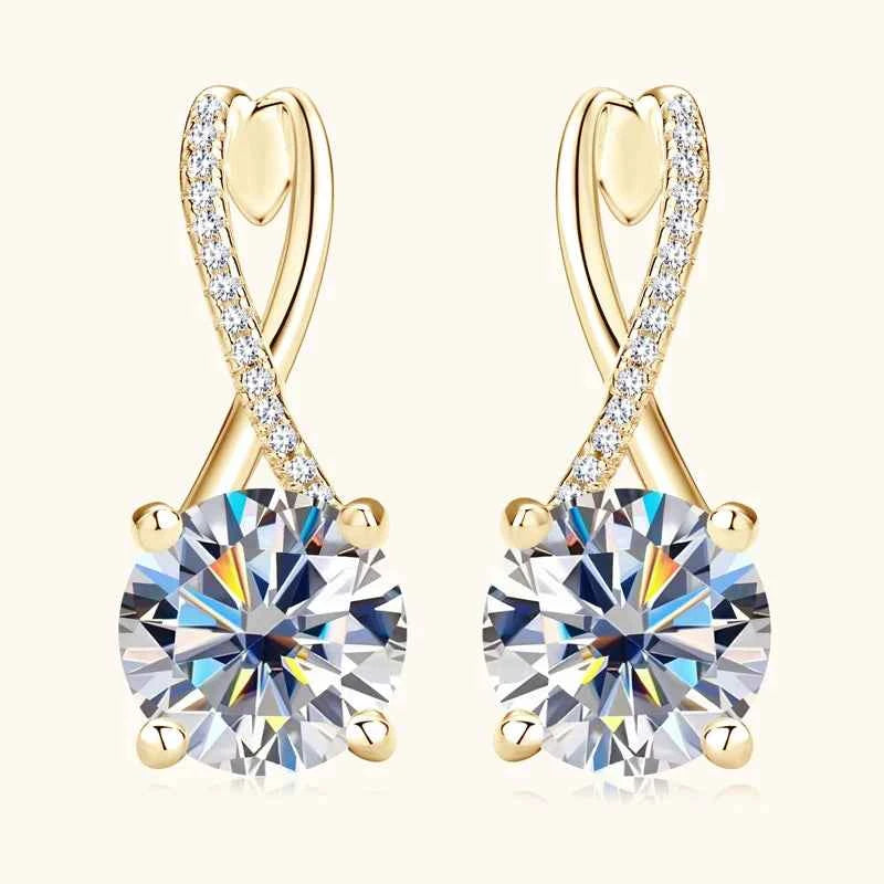 Moissanite Drop Huggie Earrings – 925 Sterling Silver Gold Plated 2.0ct Certified Wedding Jewelry | Melisande