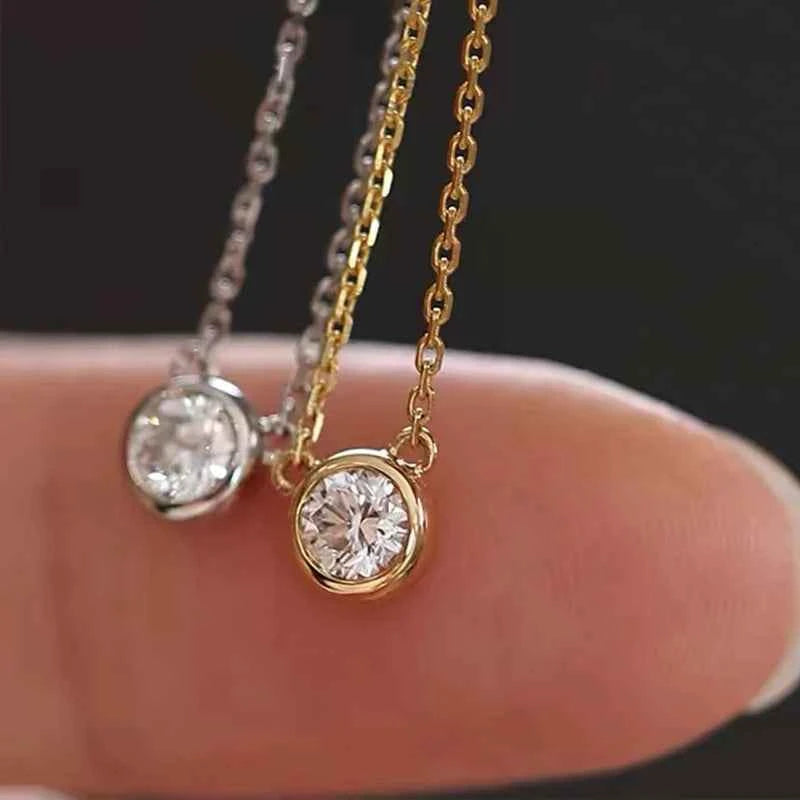 S925 Sterling Silver Cat Pendant Necklace, 6.5mm 1.0ct D Color Round Moissanite Stone – Melisande