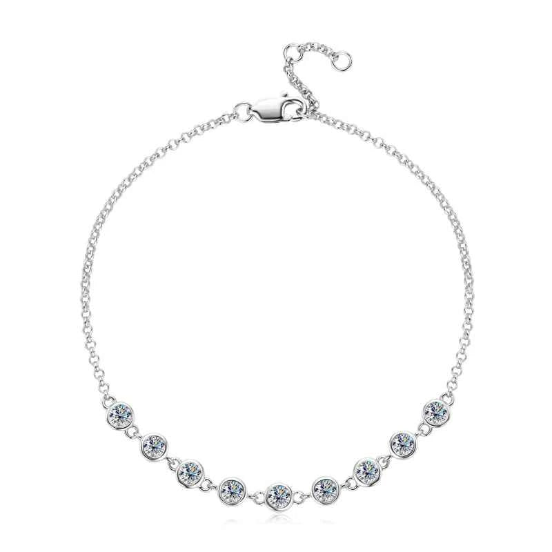 Moissanite Bubble Bracelet – 925 Sterling Silver 3mm D Color Bezel Round Cut | Melisande