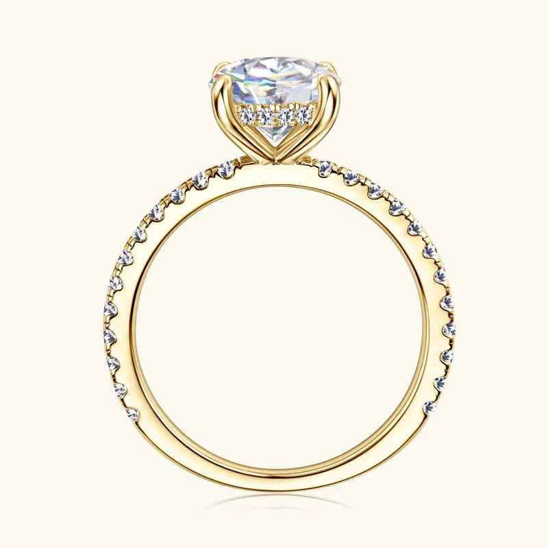 Moissanite Solitaire Ring – 925 Sterling Silver 18K Gold Plated 2.0ct 8mm Engagement Band | Melisande