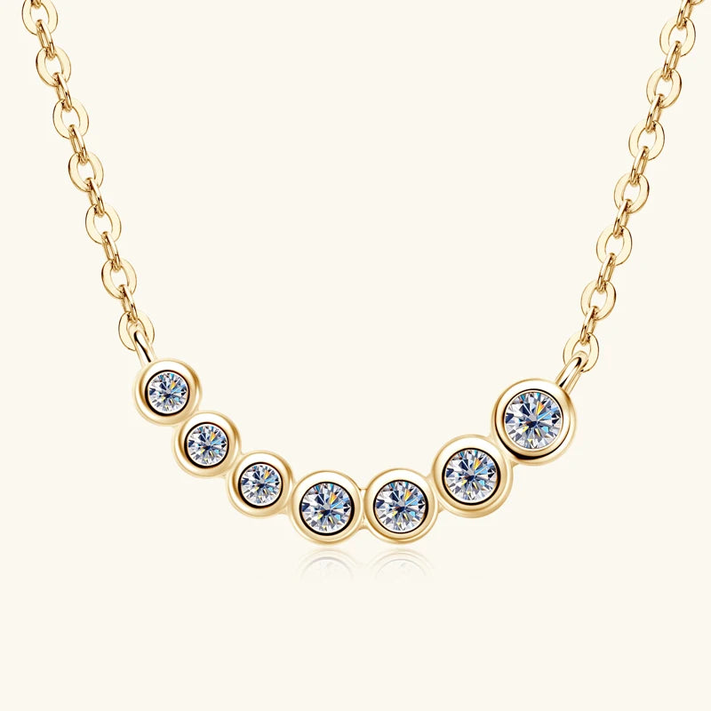 4mm & 3mm Bubble Moissanite Curved Pendant Necklace, 925 Sterling Silver French Collar Design – Women’s Fine Jewelry – Melisande