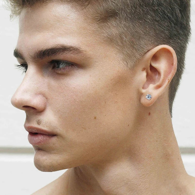 Solid 10K Gold Moissanite Stud Earrings, 2.0ct D Color Certified Stones – Yellow & White Gold Piercing Jewelry – Melisande