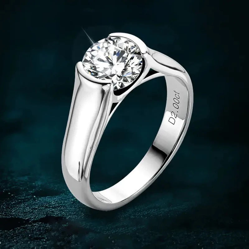 D Color 2.0ct 8mm Moissanite Ring – 925 Sterling Silver VVS1 Wedding & Engagement Band for Women | Melisande