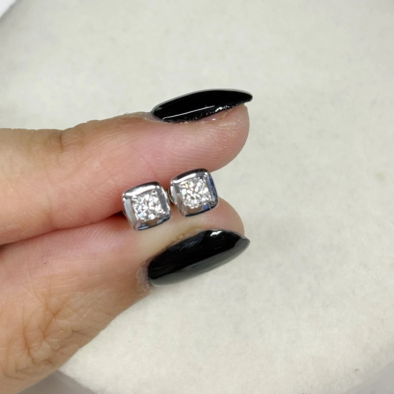 925 Sterling Silver Square Moissanite Earrings – 3mm D Color Round Stud Jewelry for Women | Melisande