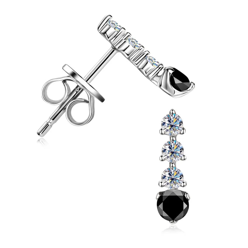 0.38cttw Black & White Moissanite Earrings – 925 Sterling Silver Drop Stud Jewelry | Melisande