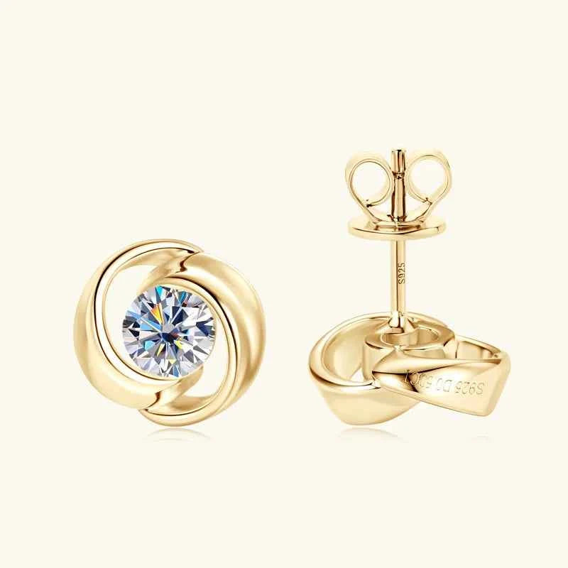 5mm 0.5ct D Color Moissanite Flower Stud Earrings, 14K Gold Plated 925 Sterling Silver – Unisex Design – Melisande