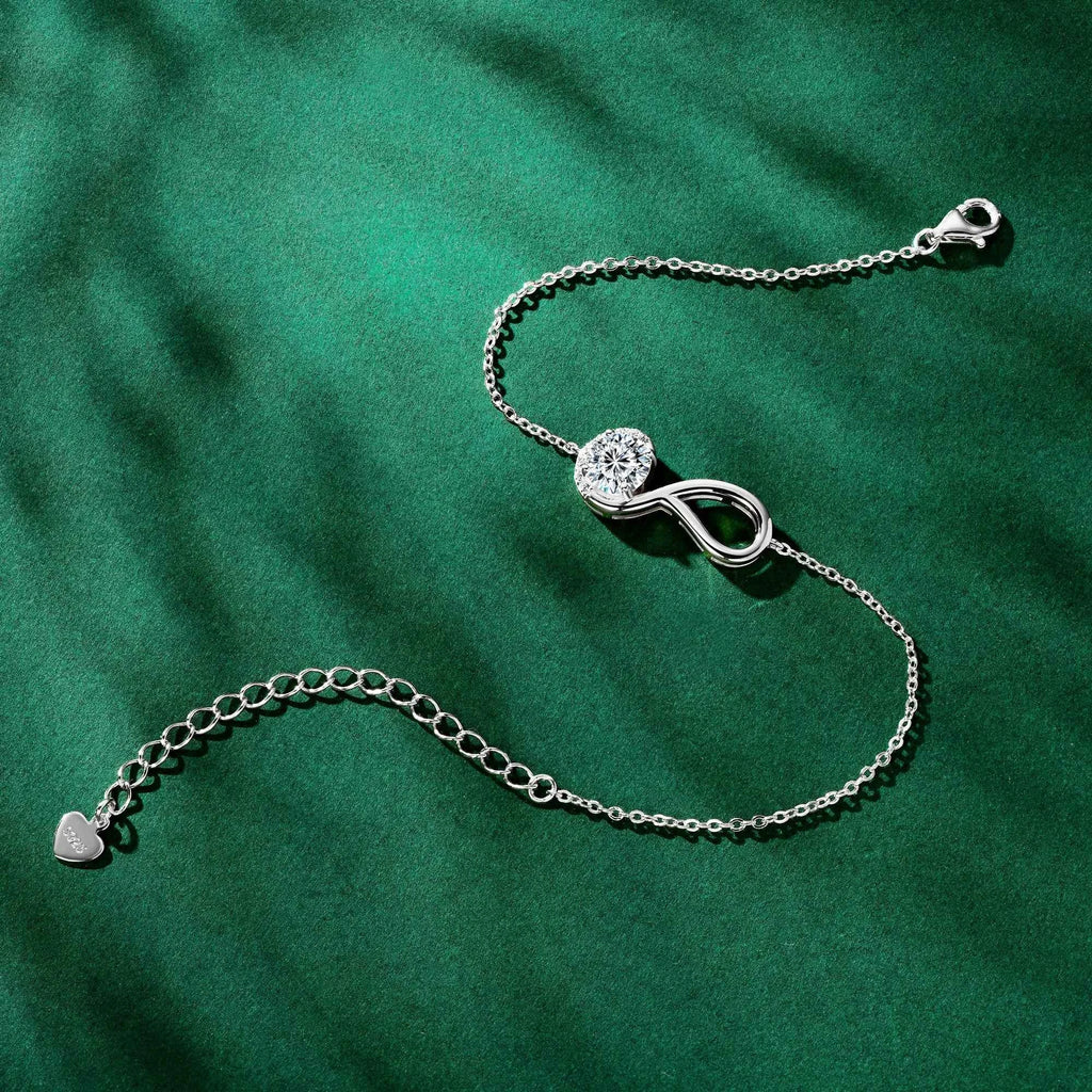 2025 Trendy 6.5mm 1ct D Moissanite Infinite Bracelet for Women Real 925 Silver Certified Lab Diamond Infinity Love Jewelry Gifts