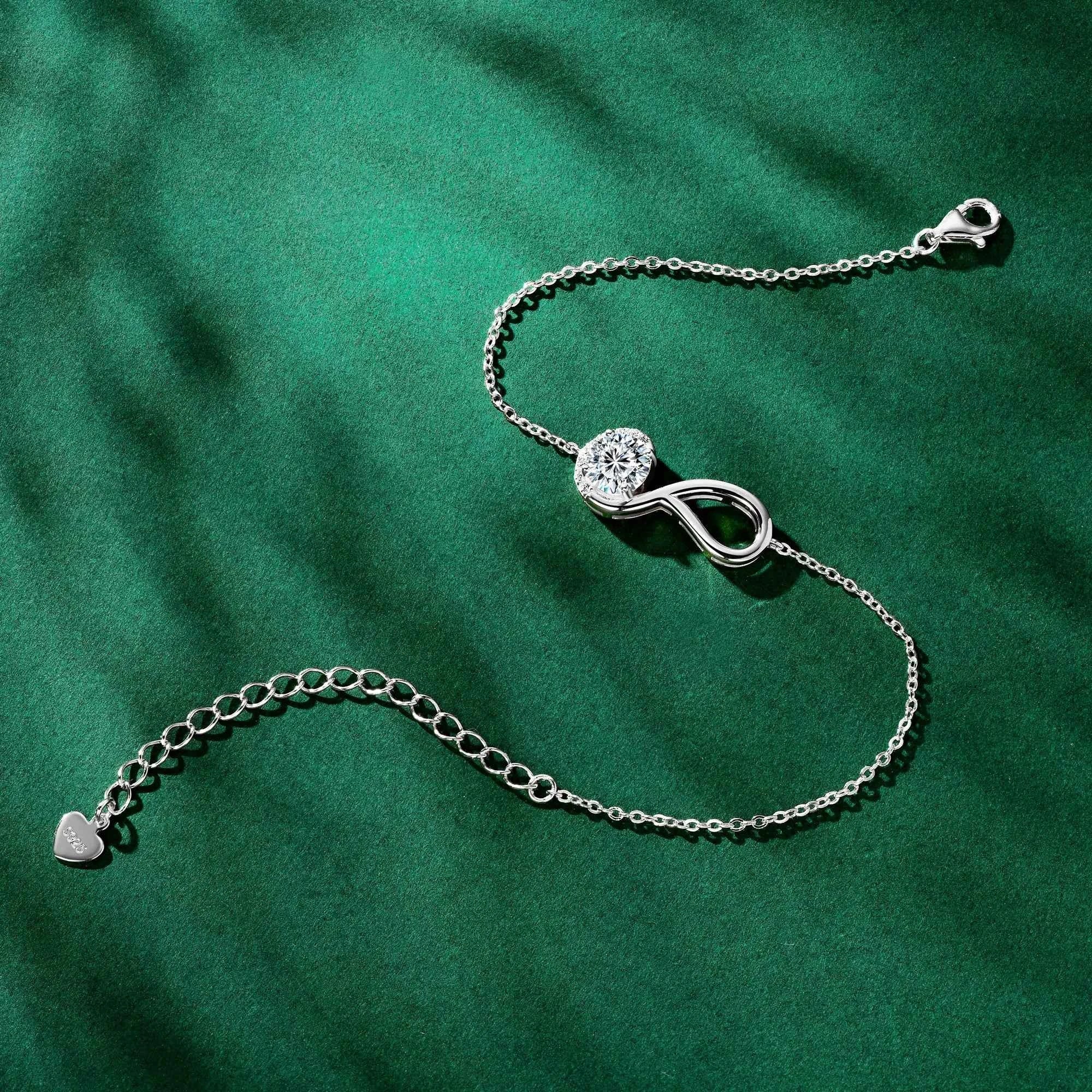 2025 Trendy 6.5mm 1ct D Moissanite Infinite Bracelet for Women Real 925 Silver Certified Lab Diamond Infinity Love Jewelry Gifts