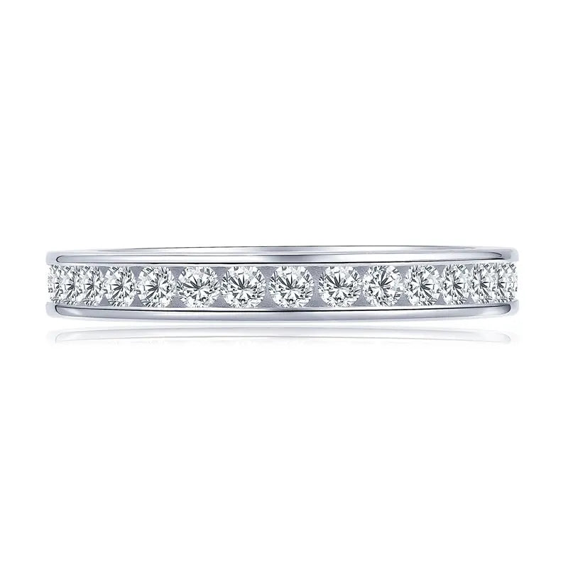 925 Sterling Silver Moissanite Eternity Ring – 2mm / 2.5mm Unisex Wedding Band Jewelry for Women & Men | Melisande