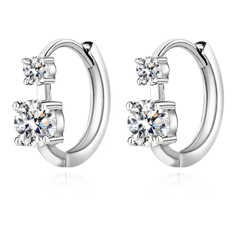 Gold Plated Double Moissanite Hoop Earrings – 925 Sterling Silver 6.5mm & 4mm Certified Jewelry for Women | Melisande