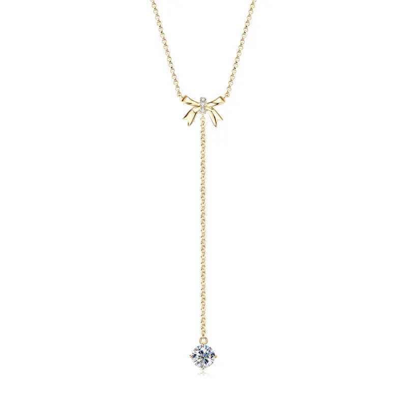 1ct Moissanite Butterfly Necklace – 925 Sterling Silver Y-Shaped Adjustable Pendant Jewelry for Women | Melisande