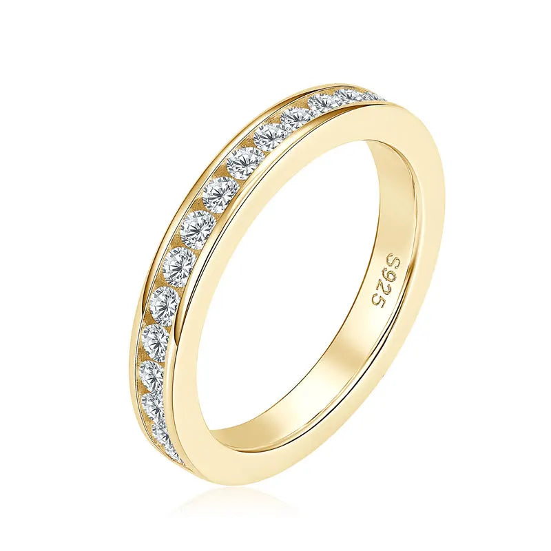 925 Sterling Silver Moissanite Eternity Ring – 2mm / 2.5mm Unisex Wedding Band Jewelry for Women & Men | Melisande