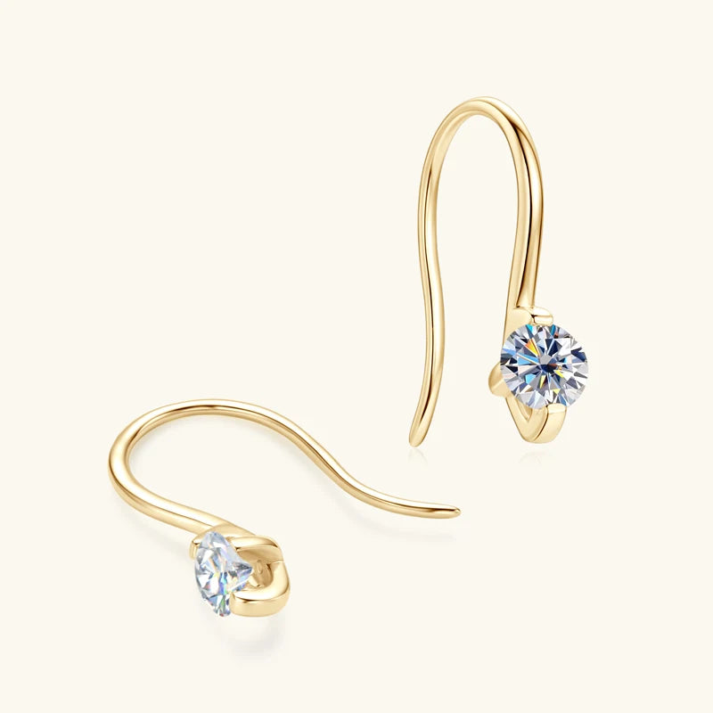 Moissanite Drop Hook Earrings – 925 Sterling Silver 4mm Round | Melisande