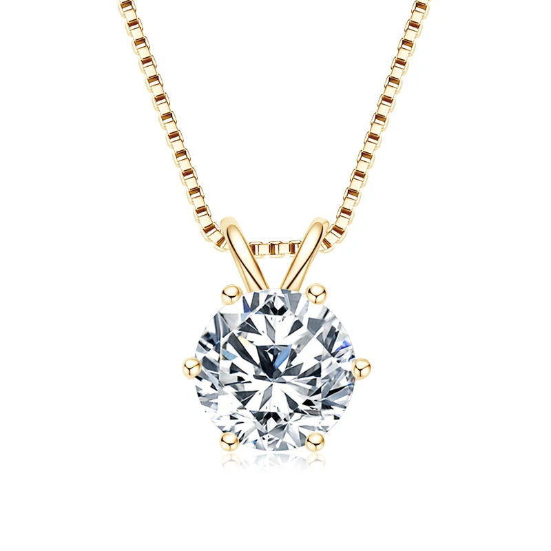 Moissanite Pendant Necklace – 925 Sterling Silver 2.0ct & 3.0ct Classic Engagement Jewelry Gift | Melisande