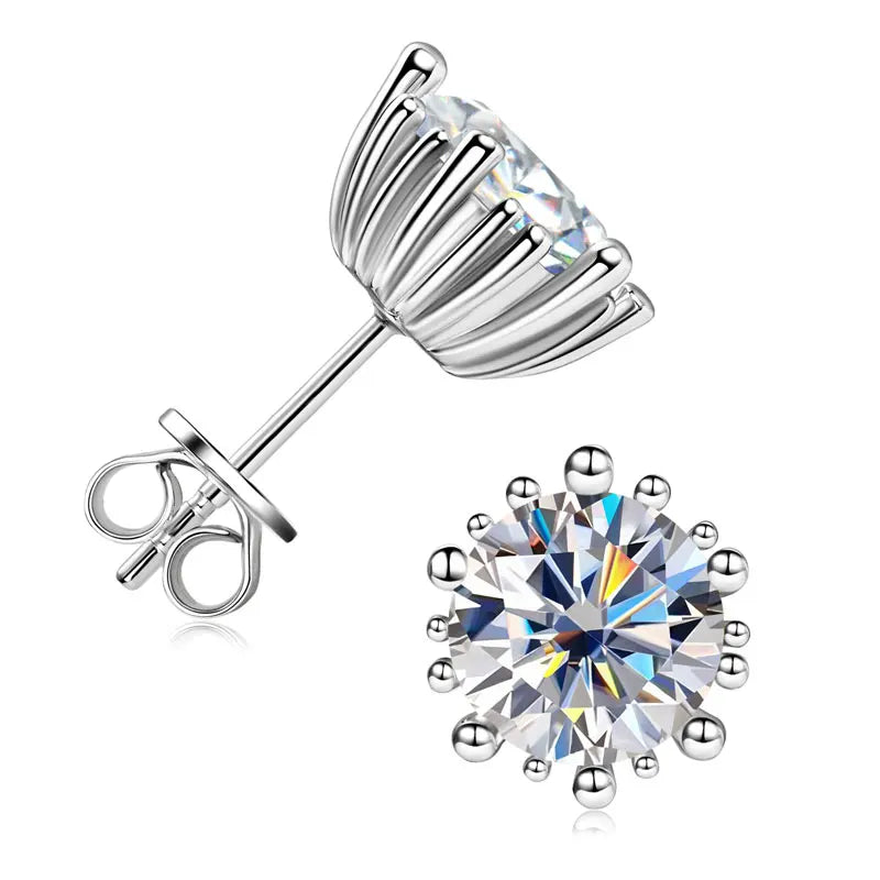 18K Gold Plated Moissanite Stud Earrings – 2ct 8mm Stones 925 Sterling Silver Fine Jewelry | Melisande
