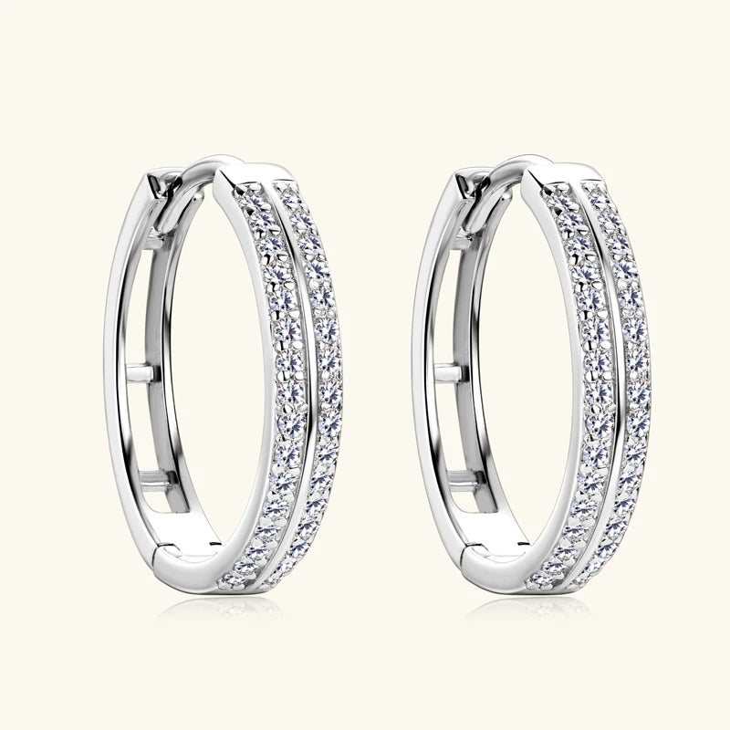 925 Sterling Silver Moissanite Hoop Earrings – Round Piercing Engagement Jewelry for Women | Melisande