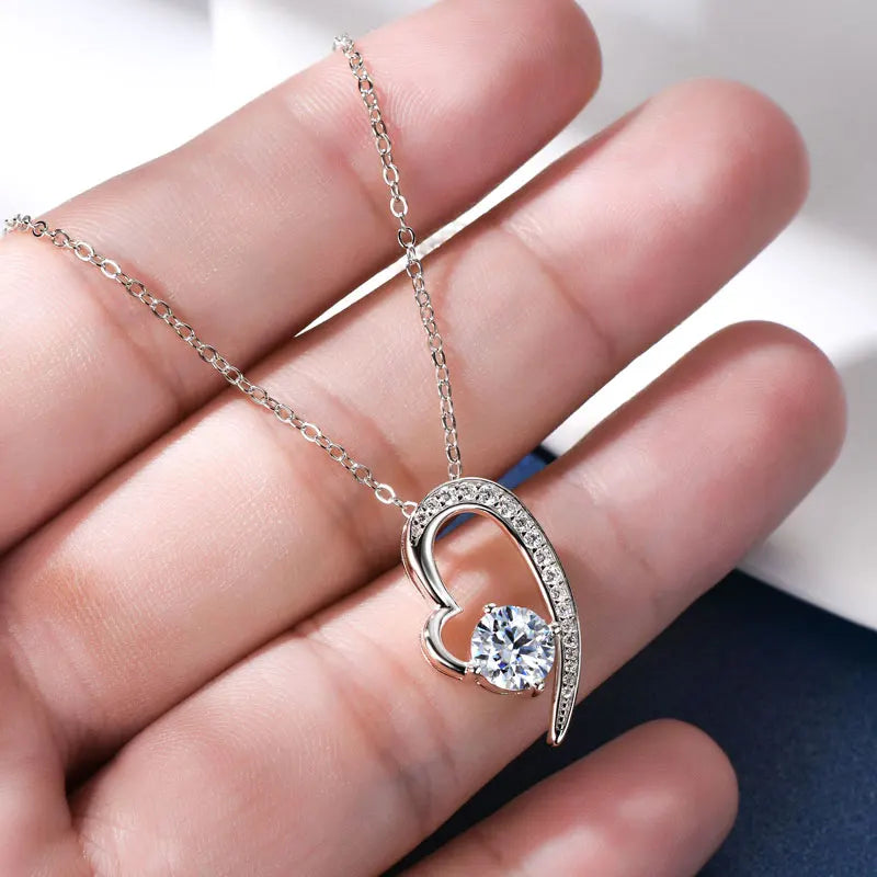 Moissanite Heart Pendant Necklace – 925 Sterling Silver 1.0ct 6.5mm Women’s Romantic Jewelry Gift | Melisande