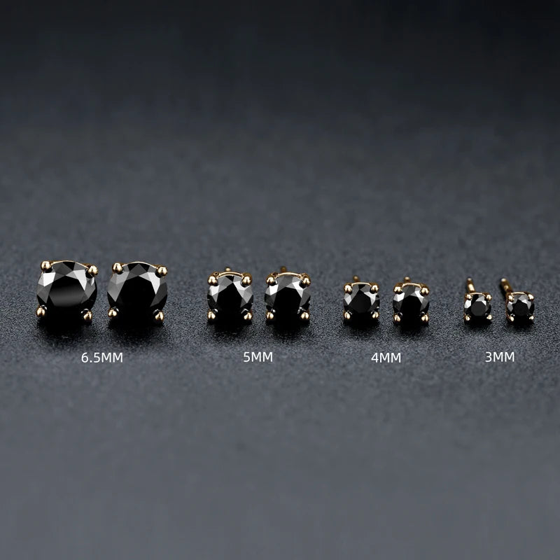 Sparkle Black Moissanite Stud Earrings – 925 Sterling Silver Gold Plated Piercing Diamond Jewelry | Melisande