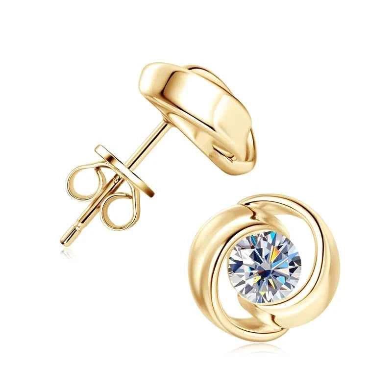5mm 0.5ct D Color Moissanite Flower Stud Earrings, 14K Gold Plated 925 Sterling Silver – Unisex Design – Melisande