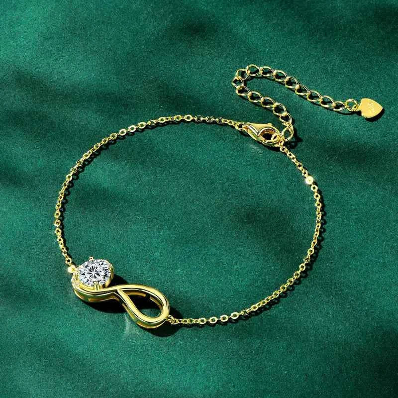 2025 Trendy 6.5mm 1ct D Moissanite Infinite Bracelet for Women Real 925 Silver Certified Lab Diamond Infinity Love Jewelry Gifts
