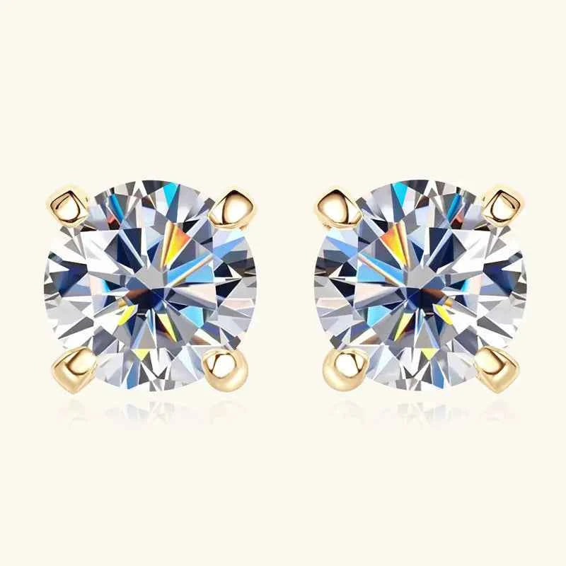 Moissanite Stud Earrings – 10K Yellow Gold D Color VVS1 Certified Wedding Jewelry | Melisande
