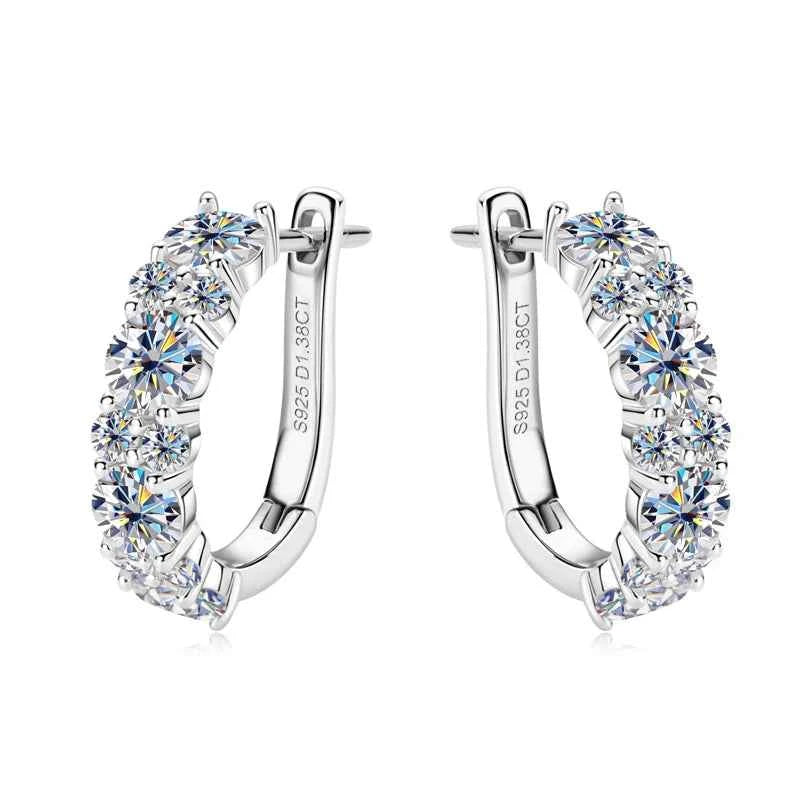 2.76cttw Moissanite Hoop Stud Earrings, Luxury 925 Sterling Silver Design – Melisande