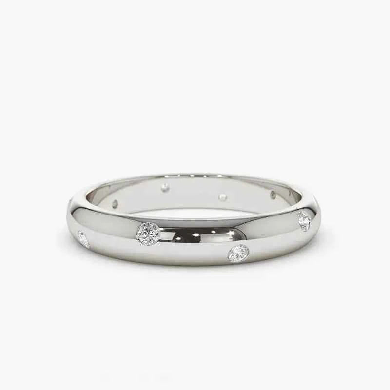 18K Gold Plated Moissainte Ring 925 Silver Wedding Engagement Promise Rings for Women Jewelry Rose Gold Bezel Setting Band