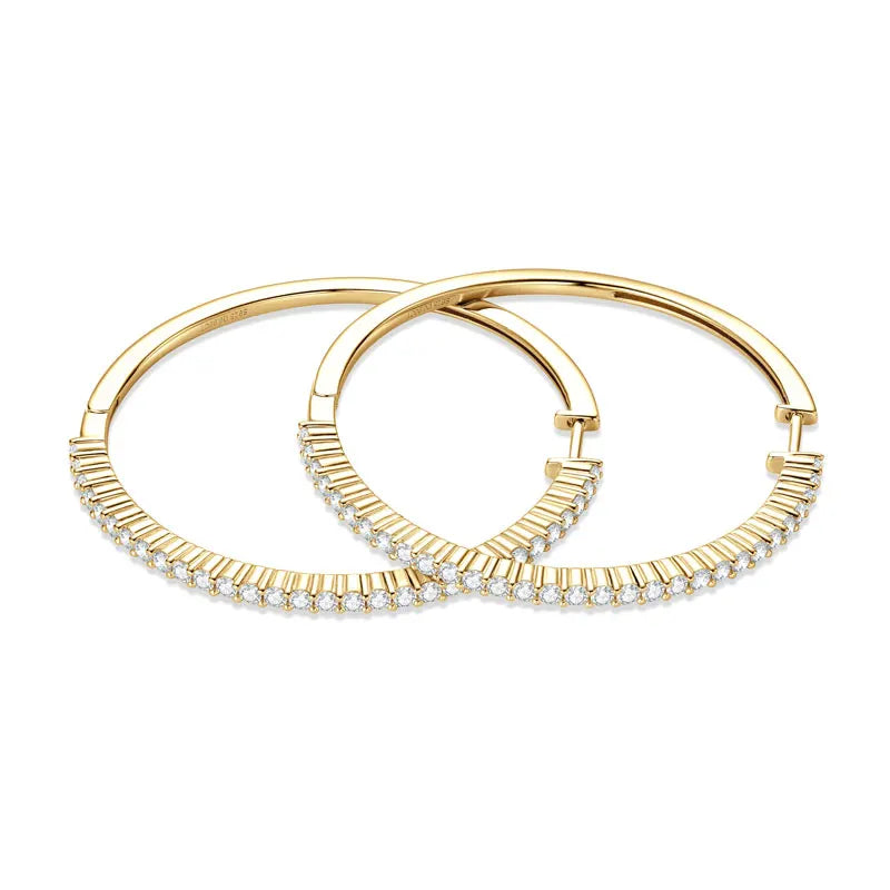 2mm Moissanite Large Hoop Earrings – 925 Sterling Silver 40mm Big Piercing Jewelry for Women | Melisande