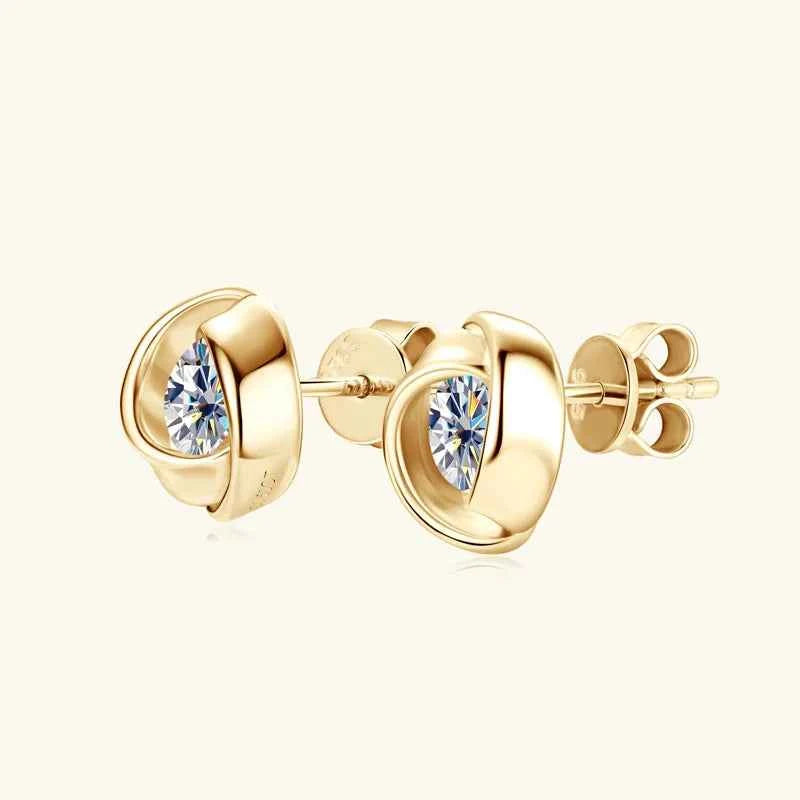 5mm 0.5ct D Color Moissanite Flower Stud Earrings, 14K Gold Plated 925 Sterling Silver – Unisex Design – Melisande