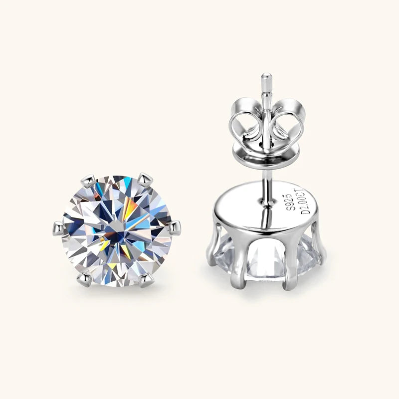 Moissanite Stud Earrings – 925 Sterling Silver D Color Certified 3mm–9mm Unisex Jewelry Gift | Melisande