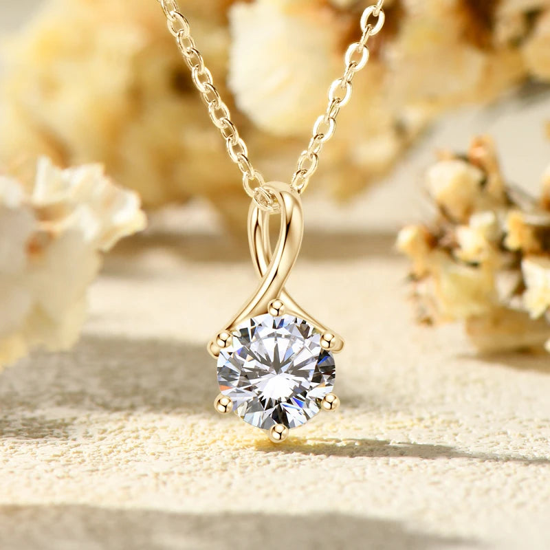 1ct Moissanite Infinity Pendant Necklace – 925 Sterling Silver Certified Drop Jewelry for Women | Melisande