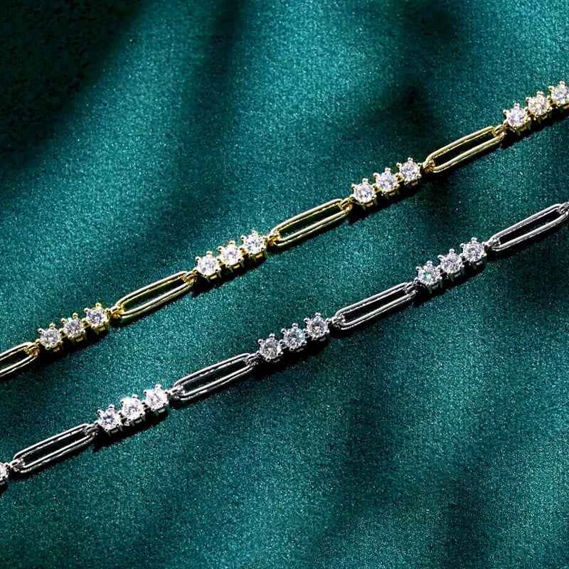 Anziw 2024 Trendy 925 Silver 3mm D Color Moissanite Bracelets Fashion Bracelet for Women Certified Fine Jewelry Christmas Gifts