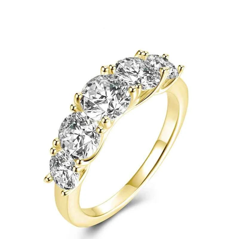 Moissanite 5 Stone Ring – 925 Sterling Silver 3.6cttw D Color Wedding Band | Melisande