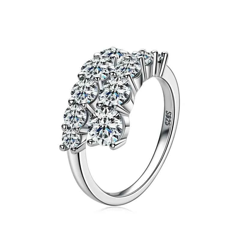 Moissanite Twist Shank Ring – 925 Sterling Silver 10 Stones 3.26cttw Wedding Band | Melisande