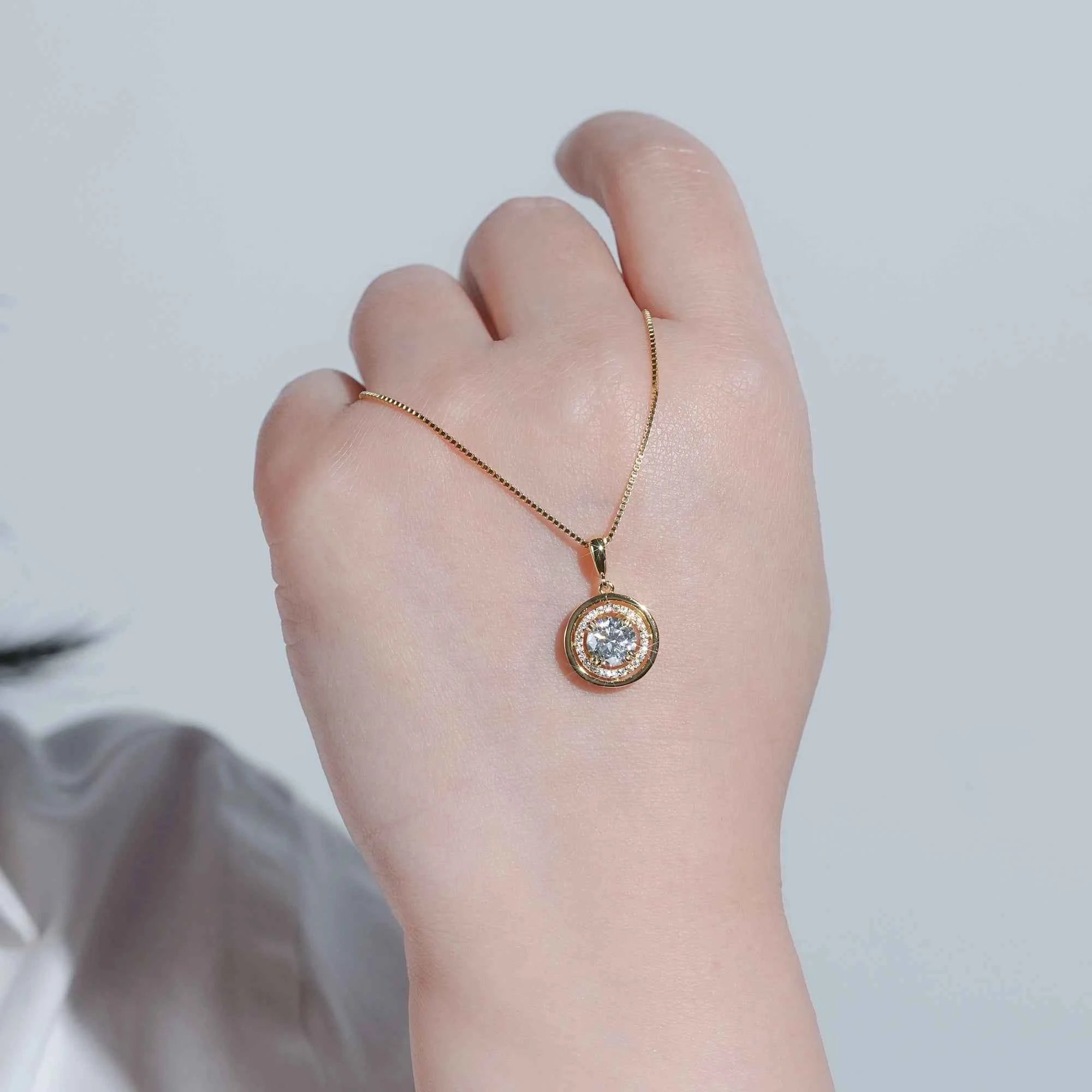 6.5mm / 8mm / 9mm D Color Moissanite Pendant Necklace, 3ct / 2ct Stones, 925 Sterling Silver Adjustable Chain – Melisande