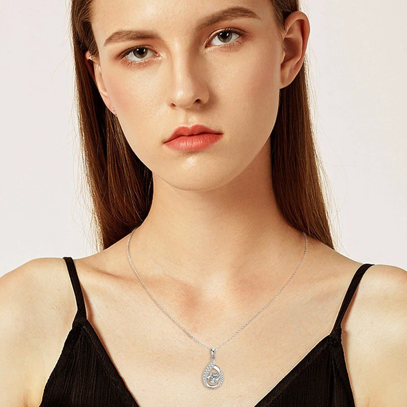 6.5mm 1.0ct D Color Moissanite Waterdrop Pendant Necklace, 100% 925 Sterling Silver Adjustable Chain – Melisande