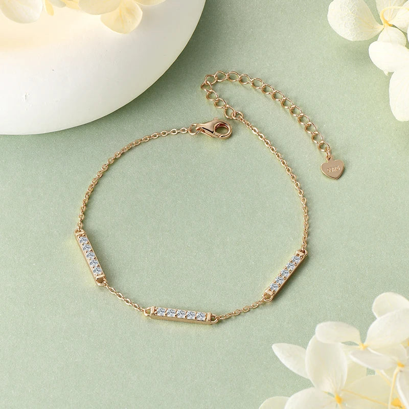 18K Gold Plated Moissanite Bracelet – 925 Sterling Silver Fashion Hand Chain Jewelry for Women | Melisande